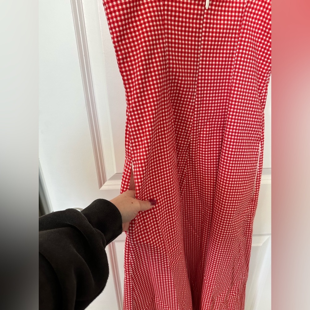 Abercrombie & Fitch Red Gingham Midi Dress - Picture 4 of 11